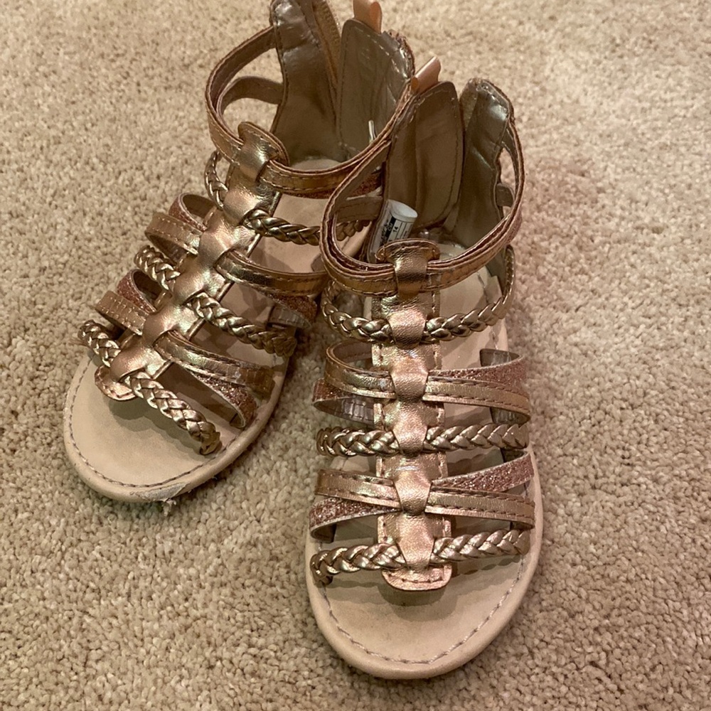 Rose gold toddler girls gladiator sandals size 7
